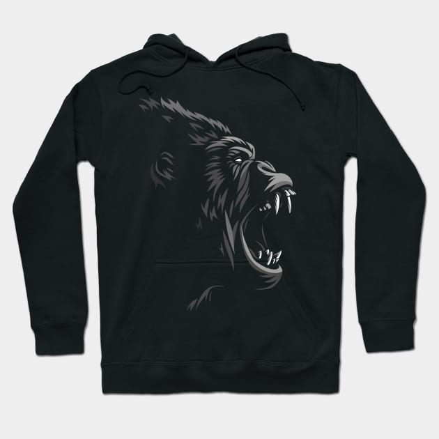 Tribal Gorilla Attack Hoodie by albertocubatas